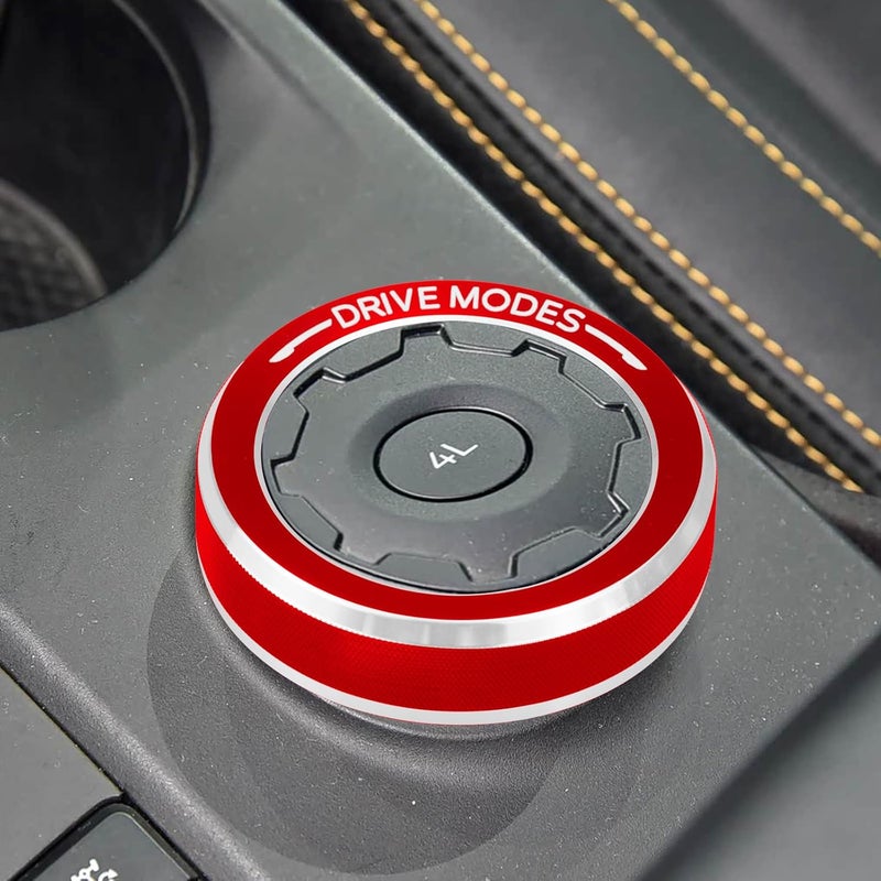 HDUFC for Ford 2024 2025 Ranger, air Conditioning, Volume Control, Push-Button Start, 4WD and Headlight switches, 7 Pieces of Aluminum Alloy knob Cover Decoration (red) - Image 4